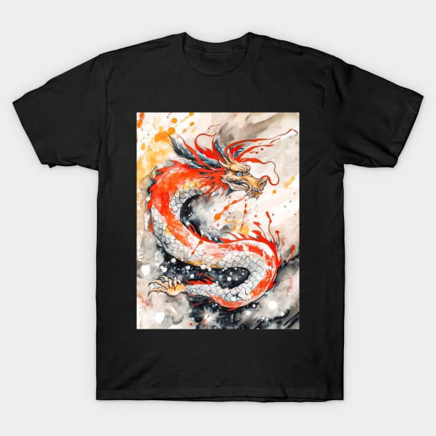 Chinese Dragon Digital Painting T-Shirt by Rolling Reality